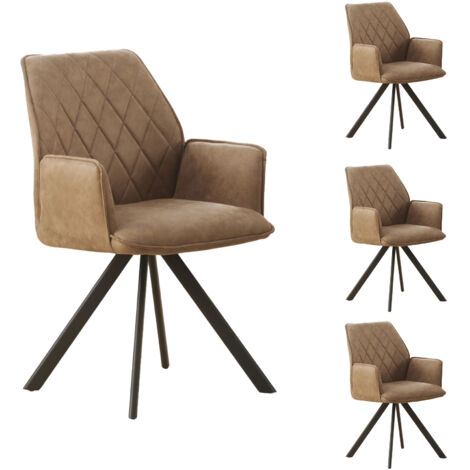 Lot de 4 chaises repas 56x62x87 cm en microfibre camel - VENTER