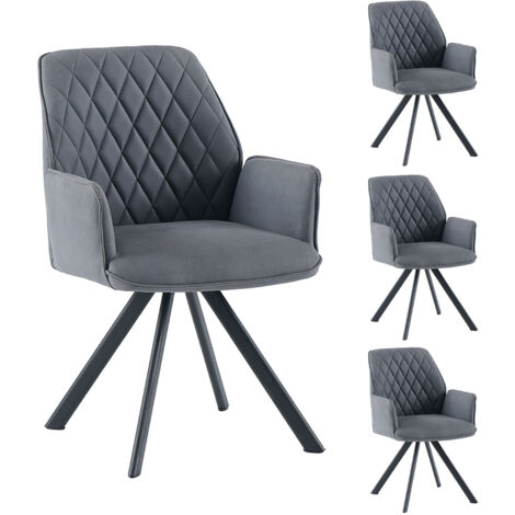 Lot de 4 chaises repas 56x62x87 cm en microfibre gris - VENTER
