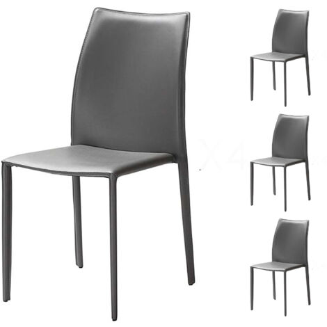 Lot de 4 chaises repas coloris gris - KIMY