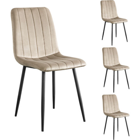 Lot de 4 chaises repas en velours taupe - VELVET