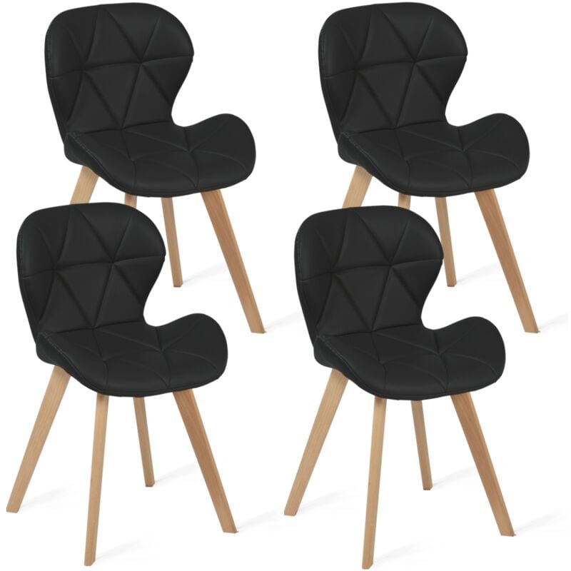 Idmarket - Lot de 4 chaises robine en pu noires pour salle à manger