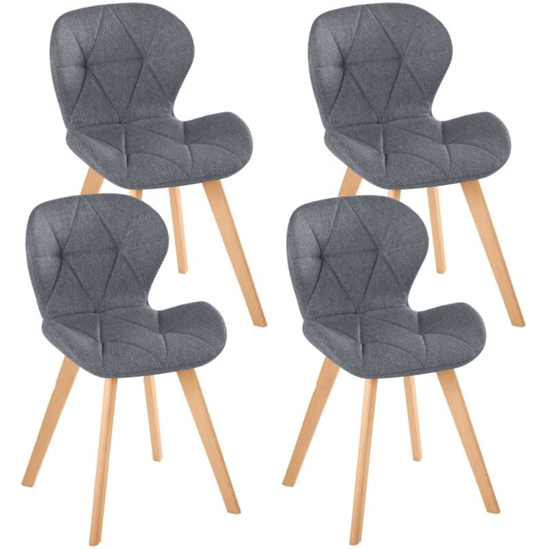 Lot de 4 chaises robine en tissu gris foncé pour salle à manger