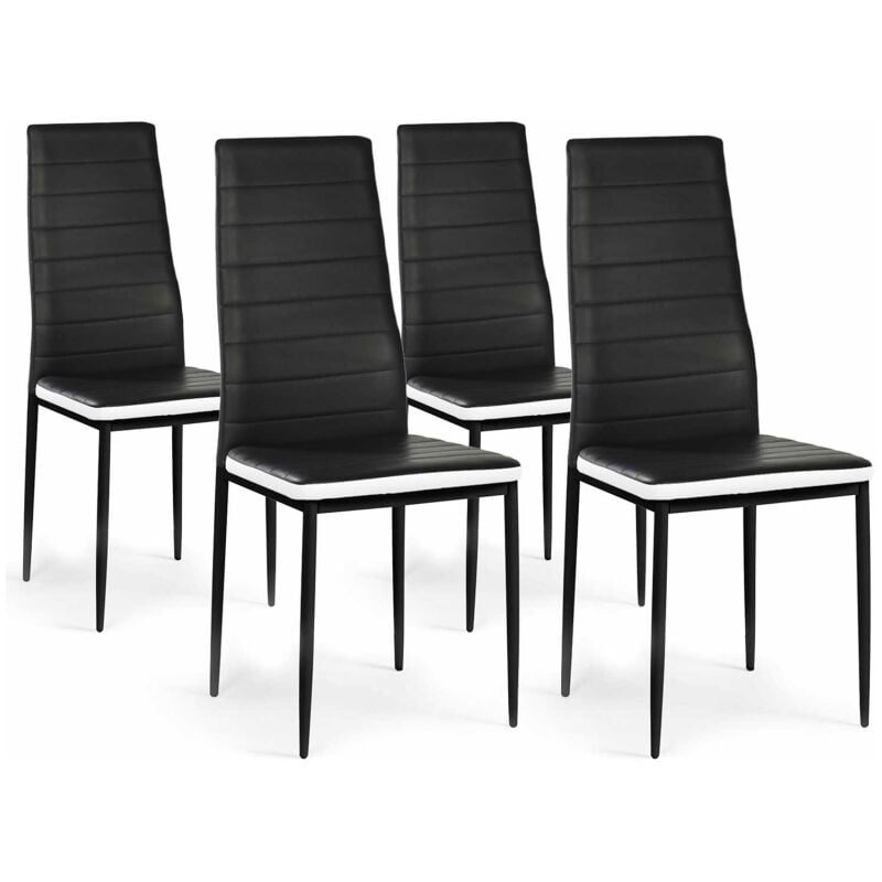 Idmarket - Lot de 4 chaises romane noires bandeau blanc pour salle à manger