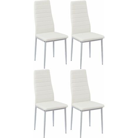 EGGREE Lot de 4 Chaises Salle à Manger, Blanc, Pieds en Métal