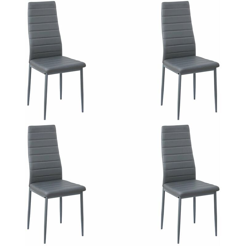Eggree - Lot de 4 Chaises Salle à Manger, Gris, Pieds en Métal