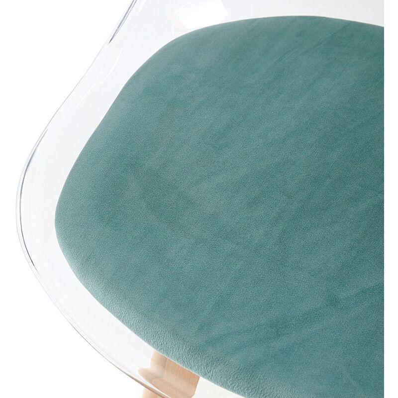 Eggree - Lot de 4 Chaises Salle à Manger Scandinaves avec Pieds en Bois de Hêtre, avec Coussin d'Assise en Velours Vert Aquatique