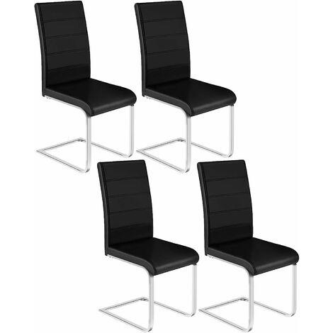 Lot de 4 Chaises Salle à Manger WOLTU, Chaise Cantilever en Similicuir, Doux et confortable, Noir