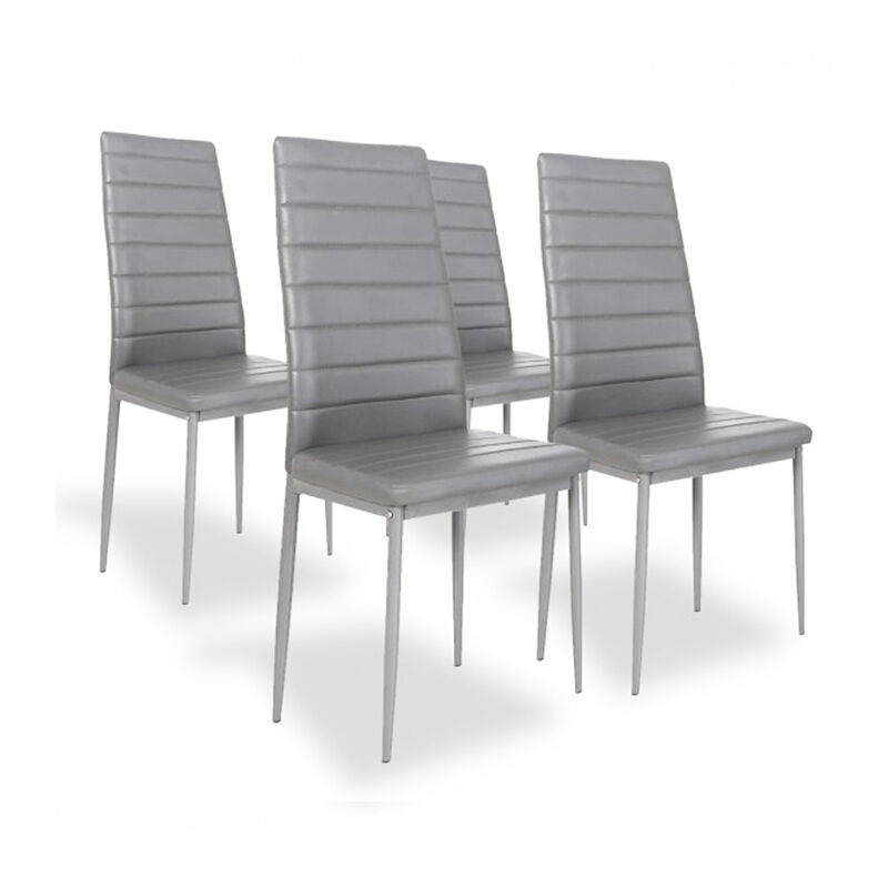 designetsamaison - lot de 4 chaises salle à manger grises - lena gris