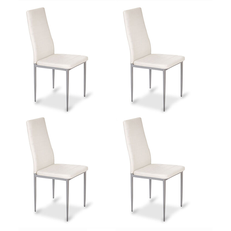 designetsamaison - lot de 4 chaises salle à manger blanches - lena blanc