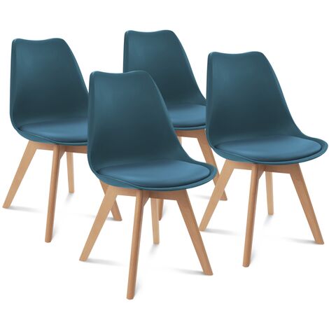Lot de 4 chaises SARA bleu canard pour salle à manger