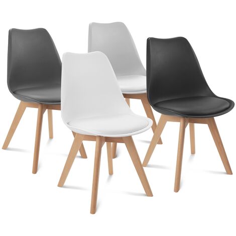 main image of "Lot de 4 chaises SARA mix color gris foncé, gris clair, blanc et noir"