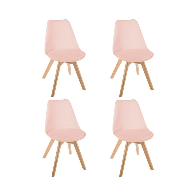 Atmosphera - Lot de 4 Chaises Scandinave 'Baya' 81cm Rose Poudré