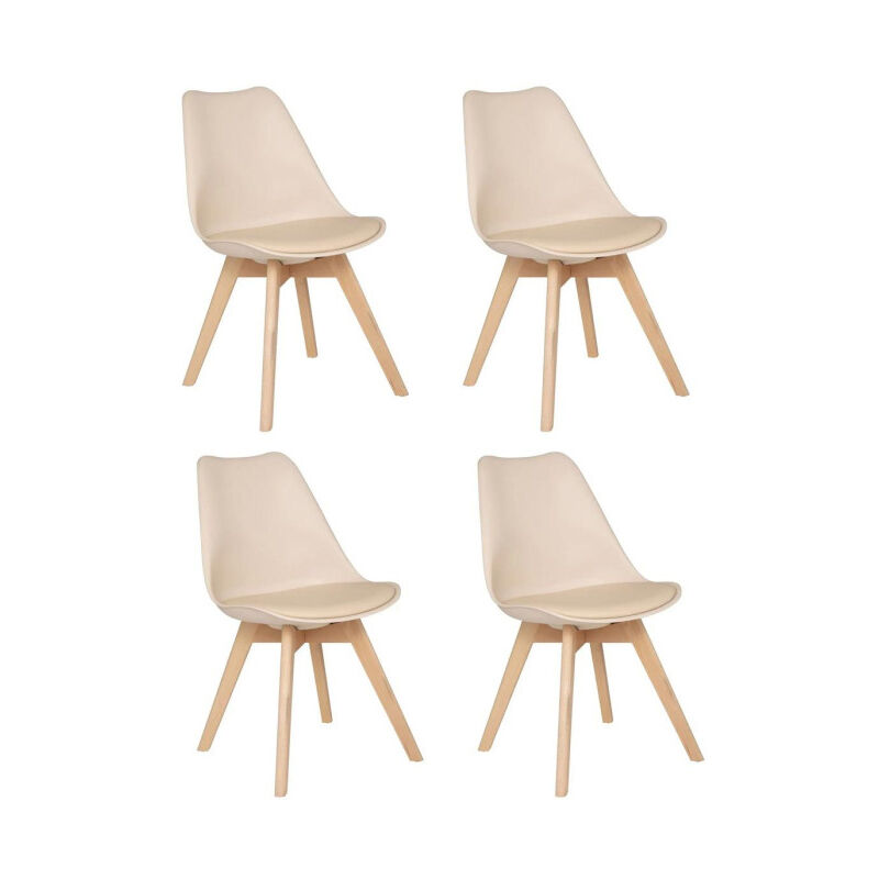Lot de 4 Chaises Scandinave 'Baya' 82cm Beige