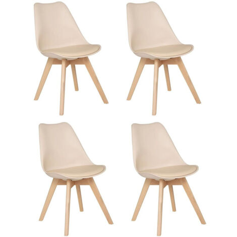 Lot de 4 chaises scandinaves Maury Beige