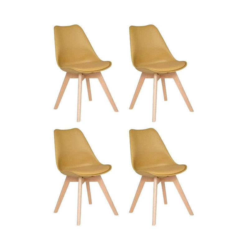 Lot de 4 Chaises Scandinave 'Baya' 82cm Ocre