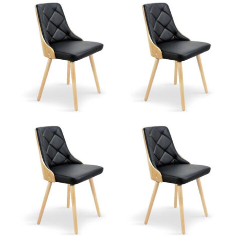 Lot de 4 Chaises Scandinave "Cargo" 79cm Chêne & Noir