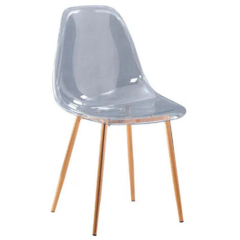 Lot de 4 chaises scandinave transparentes en PVC pieds Gold