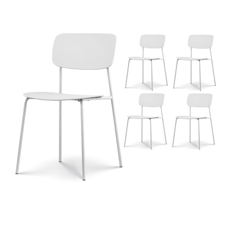 kosmi - lot de 4 chaises scandinaves au design minimaliste coloris blanc