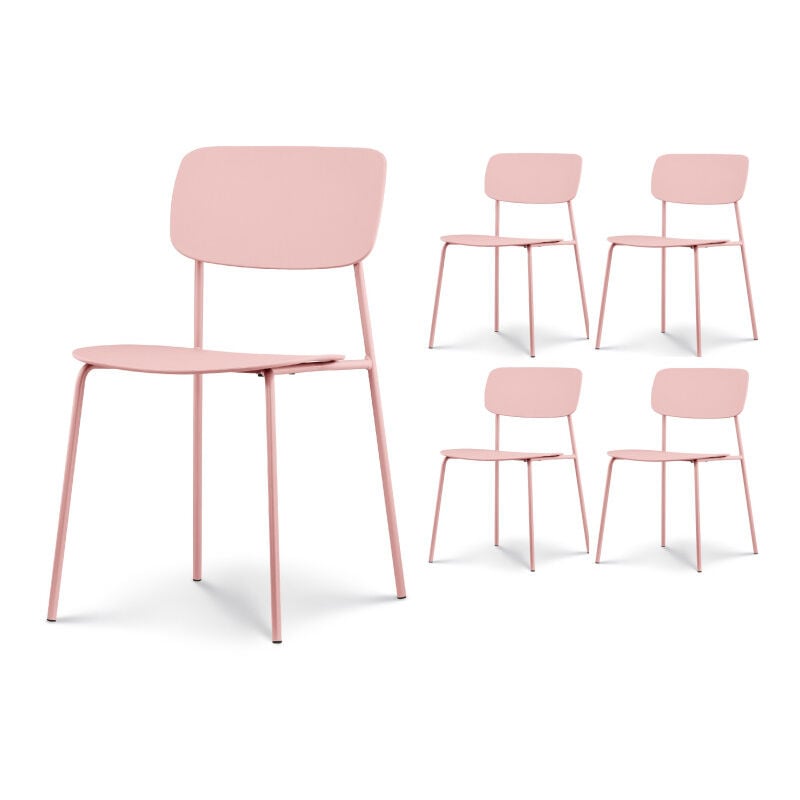 lot de 4 chaises scandinaves au design minimaliste coloris rose poudre