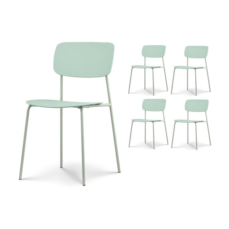 Kosmi - Lot de 4 chaises vertes au design minimaliste en métal et résine