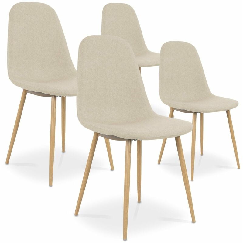 Intensedeco - Lot de 4 chaises scandinaves Bali tissu Beige