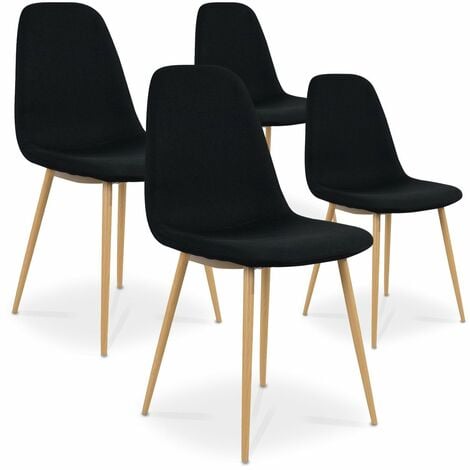 INTENSEDECO Lot de 4 chaises scandinaves Bali tissu Noir