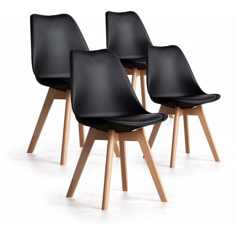 Lot de 4 chaises scandinaves BJORN - 48 x 43 x 80 cm - Noir