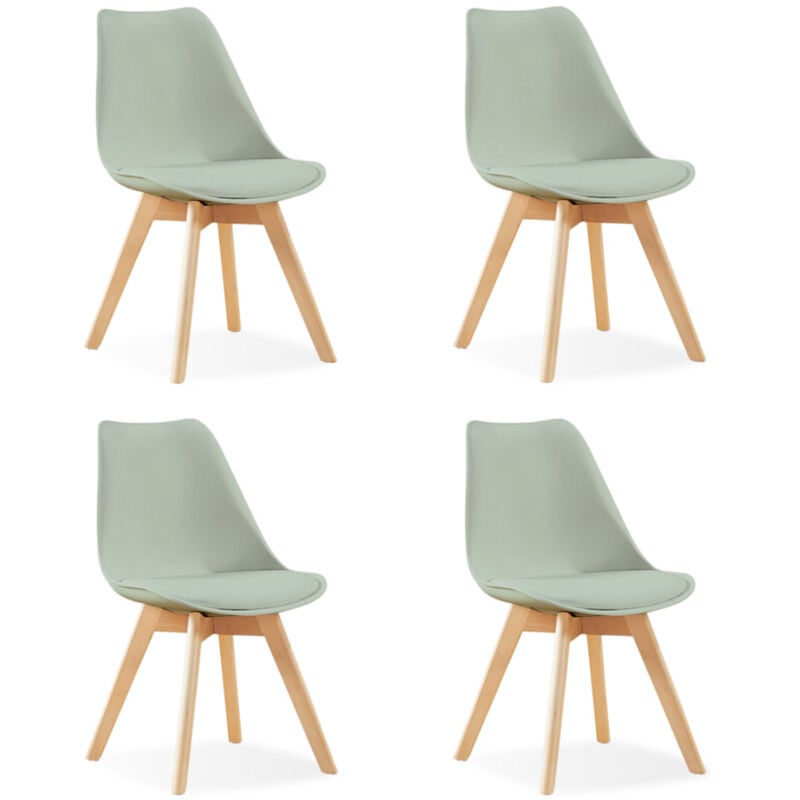 Lot de 4 chaises scandinaves vertes - Bjorn