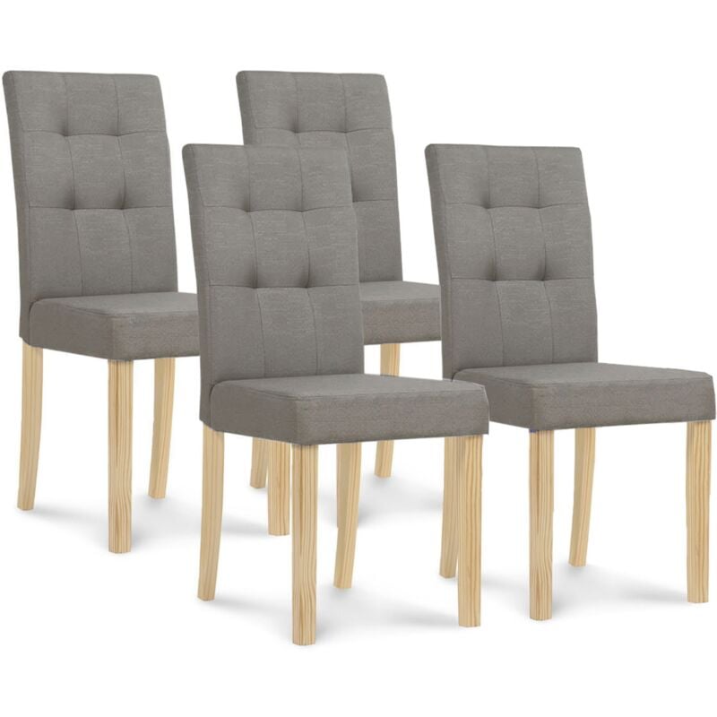 Lot de 4 chaises polga capitonnées grises pour salle à manger
