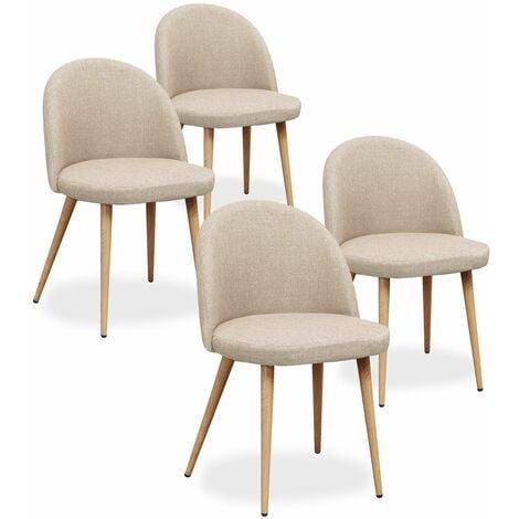 INTENSEDECO Lot de 4 chaises scandinaves Cecilia tissu Beige