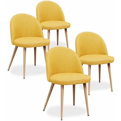 Lot de 4 chaises scandinaves Cecilia tissu Jaune
