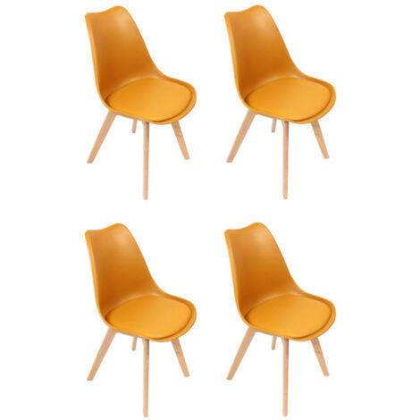 Lot de 4 Chaises Scandinaves "Coque" 81cm Jaune