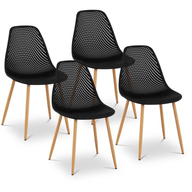 Fromm&starck - Lot de 4 Chaises Scandinaves Cuisine Salle à Manger Plastique / Acier Noir 150kg