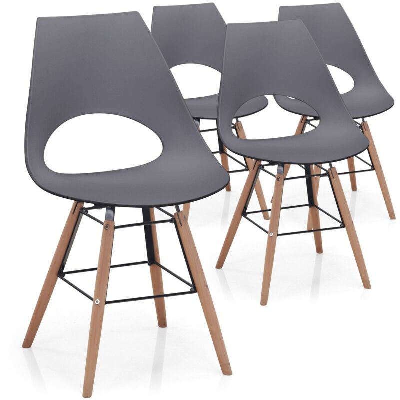 Lot de 4 chaises scandinaves Dani Gris foncé