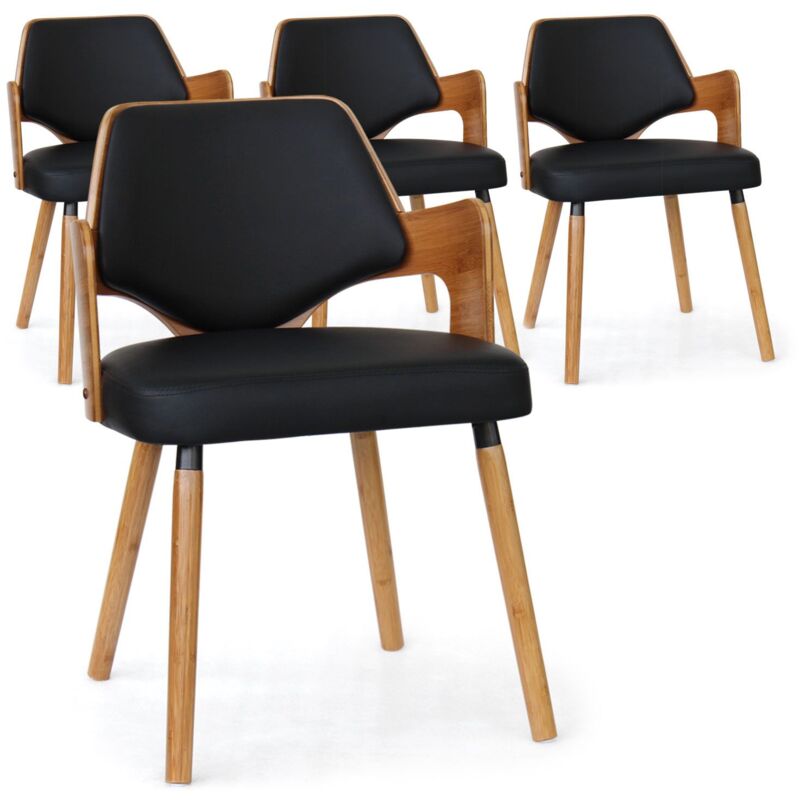 Cotecosy - Lot de 4 chaises scandinaves Dima Bois Naturel et Noir