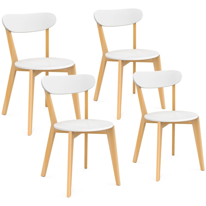 Lot de 4 chaises scandinaves freja bicolore blanc et bois pour salle à manger