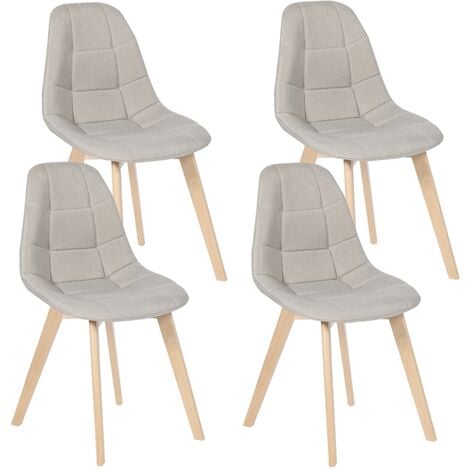 Lot de 4 chaises scandinaves GABY beige en tissu pour salle à manger - Beige
