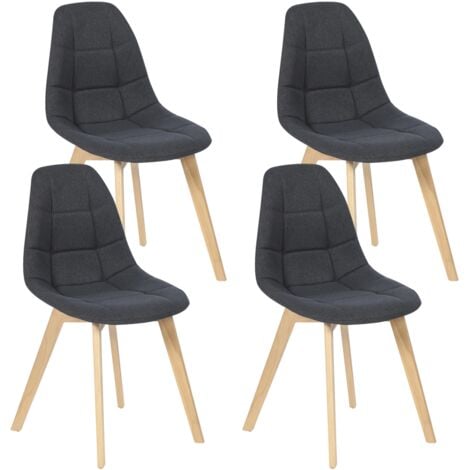 Lot de 4 chaises scandinaves GABY grises en tissu pour salle à manger