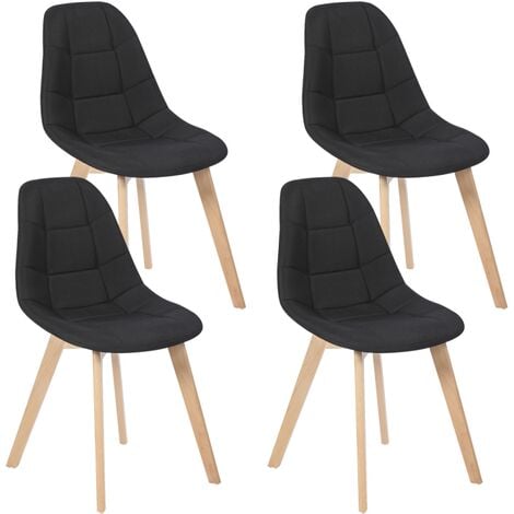Lot de 4 chaises scandinaves GABY noires en tissu pour salle à manger - Noir