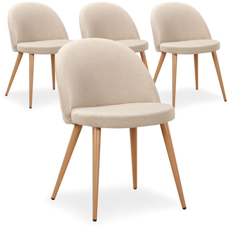 Lot de 4 chaises scandinaves Maury Beige