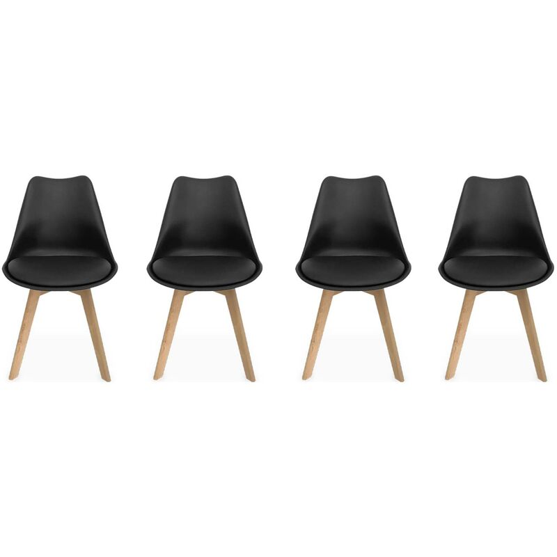 Sweeek - Lot de 4 chaises scandinaves. pieds bois de hêtre. chaise 1 place. noirs