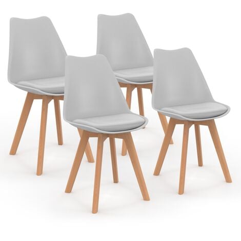 Lot de 4 chaises scandinaves SARA gris clair pour salle à manger - Gris