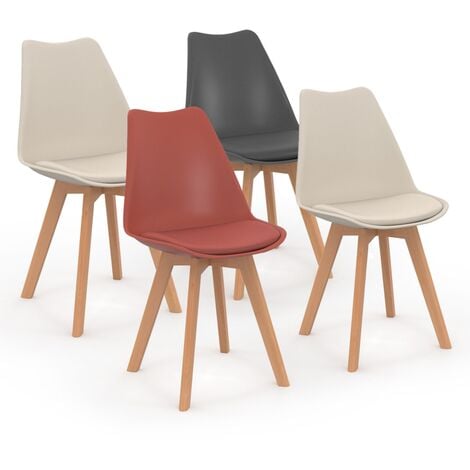 Lot de 4 chaises scandinaves SARA mix color gris foncé, terracotta, beige x2