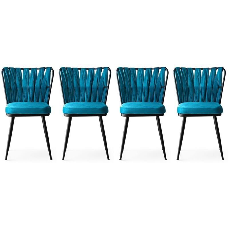 Chaise en velours et métal Kusakli (Lot de 4)