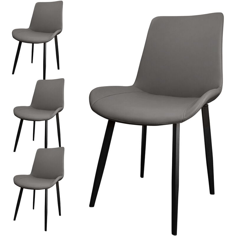 Sdlogal - Lot de 4 chaises de salle à manger douces avec dossier et pieds en métal massif pour salon, maison, marron, Scandinave chaises