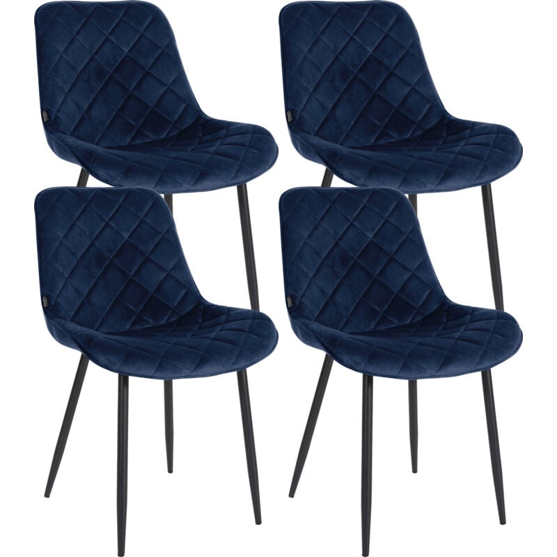 CLP - Lot de 4 chaises Springs velours Bleu