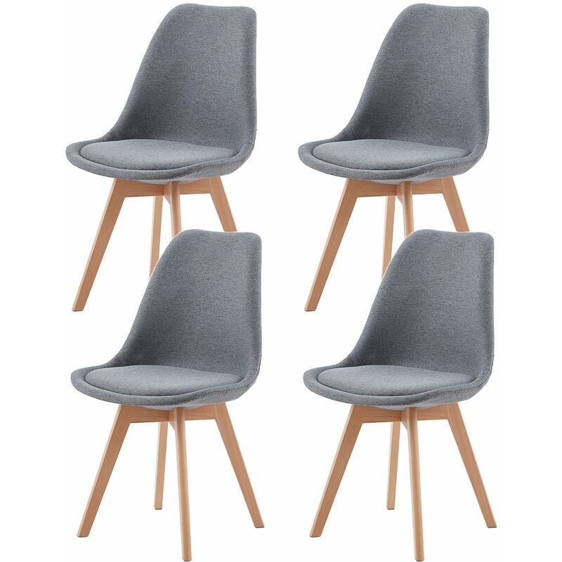 Eggree - Lot de 4 chaises de Salle à Manger Scandinaves - Gris