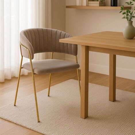COTECOSY Lot de 4 chaises Tabata Velours Taupe