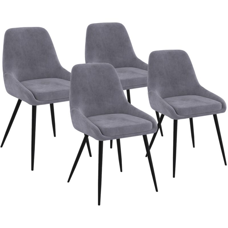 Idmarket - Lot de 4 chaises thalya en velours gris clair avec accoudoirs