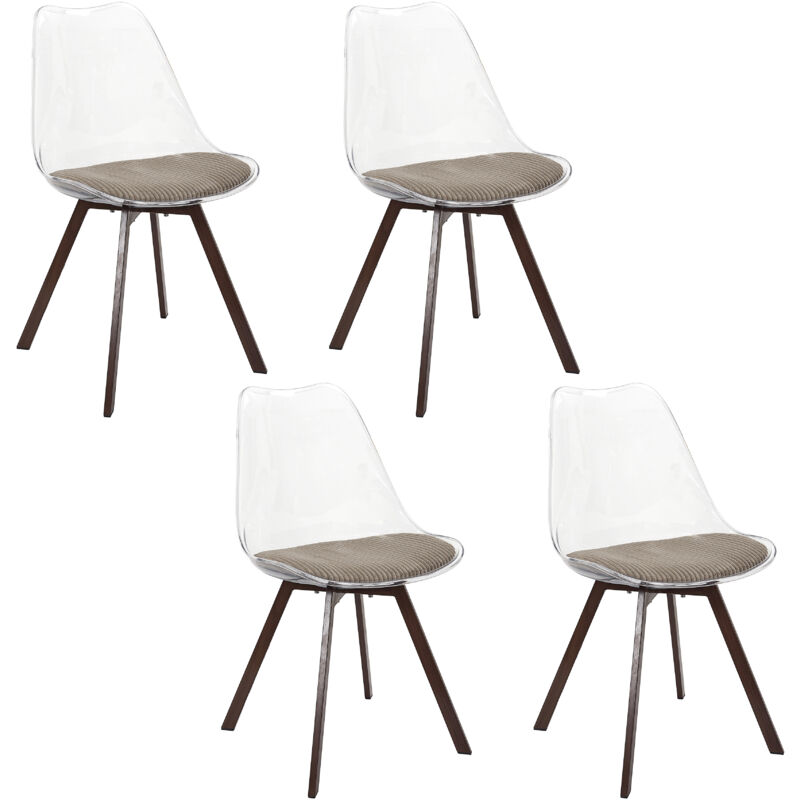 Chaise Transparente Coussin Cotele Scott Taupe - Lot De 4 Chaise Transparente Coussin Cotele Scott Taupe - Lot De 4